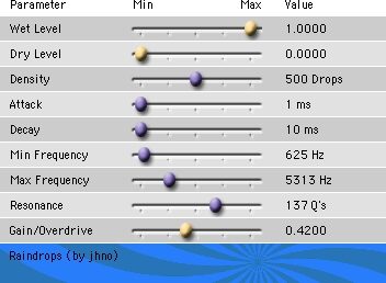 Cycling '74 Pluggo 3.1 VST MAS RTAS (Macintosh), Filter-Delay - Raindrops