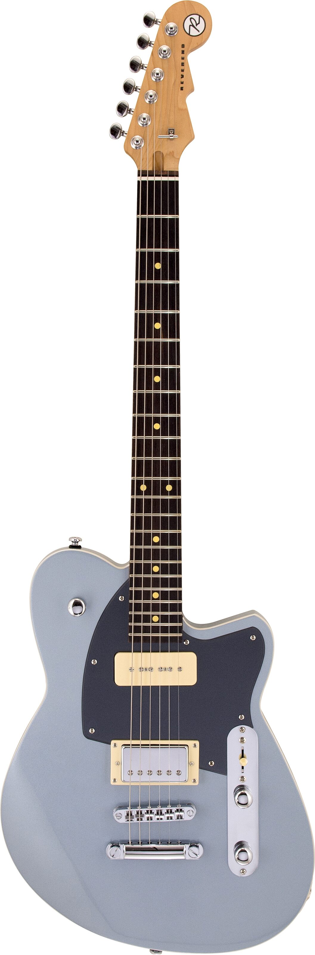 Reverend Double Agent OG Electric Guitar, Metallic Silver Freeze, Action Position Back