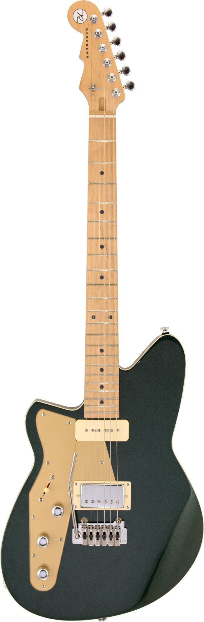Reverend Double Agent W Electric Guitar, Left-Handed, Outfield Ivy, Action Position Back