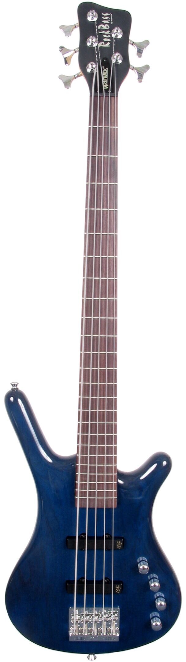 RockBass by Warwick Corvette Basic 5-String Electric Bass, Transparent Blue Gloss