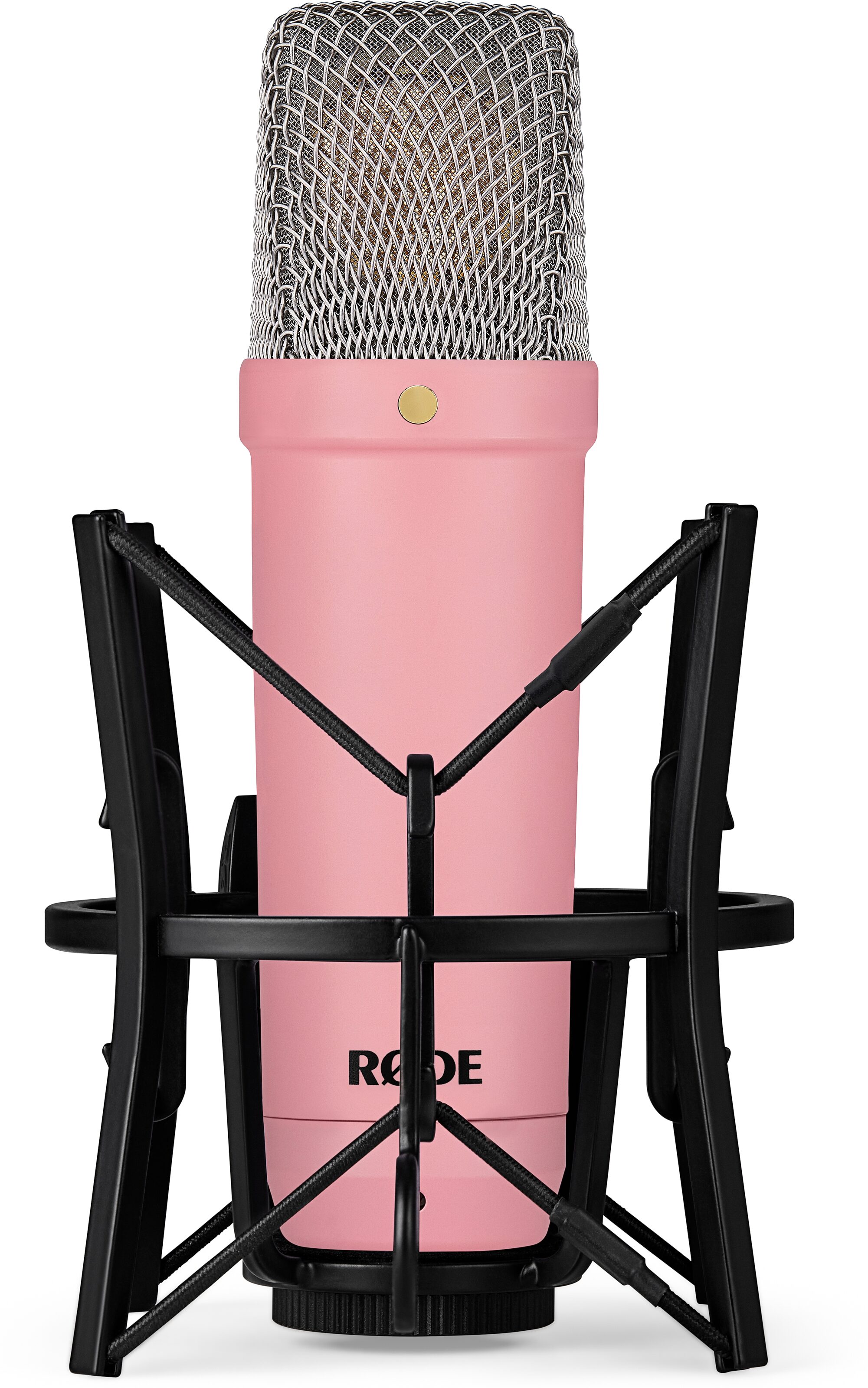 Rode NT1 Signature Series Studio Condenser Microphone, Pink, Open Box (Like New), With Shock Mount Front