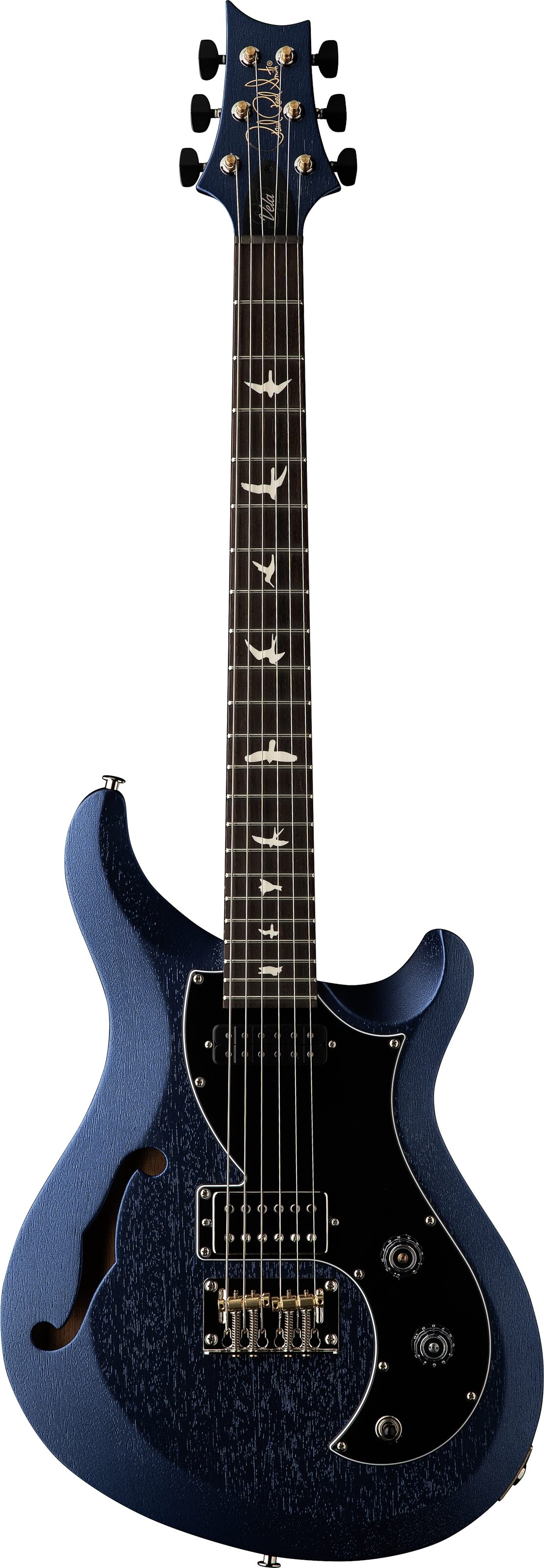 PRS Paul Reed Smith S2 Vela Semi-Hollowbody Electric Guitrar, Satin Metallic Midnight, Action Position Back
