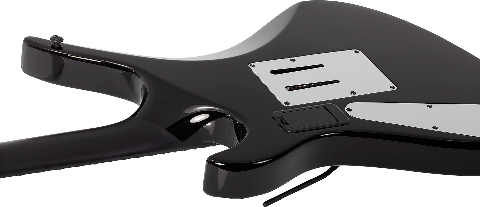 Schecter Avenger FR Przym Palladium Electric Guitar, Gloss Black, Action Position Back