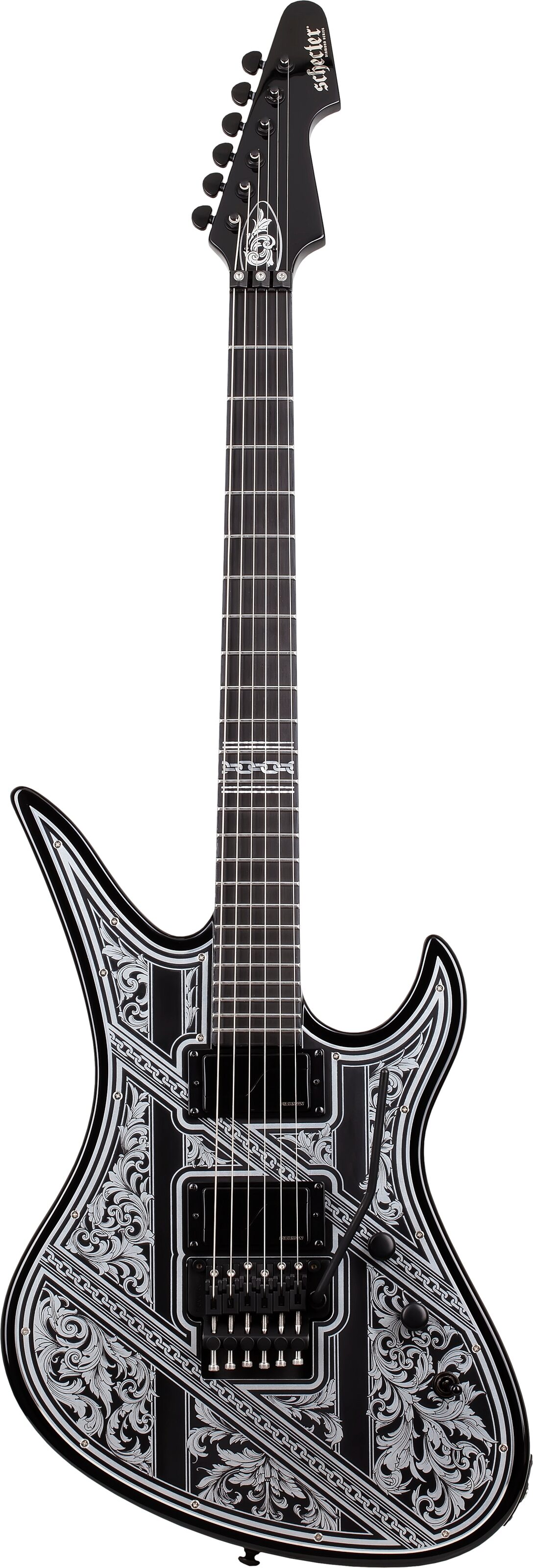 Schecter Avenger FR Przym Palladium Electric Guitar, Gloss Black, Action Position Back