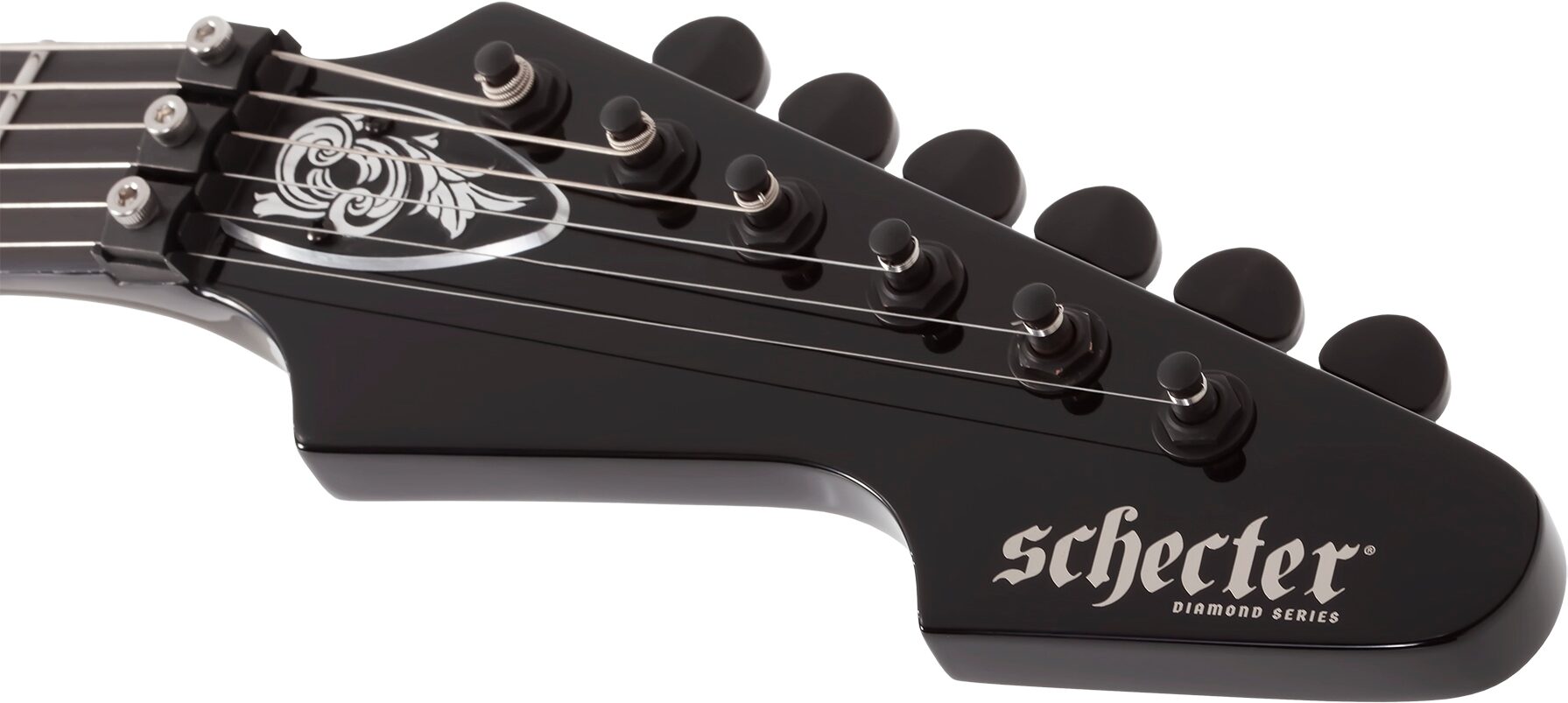 Schecter Avenger FR Przym Palladium Electric Guitar, Gloss Black, Action Position Back