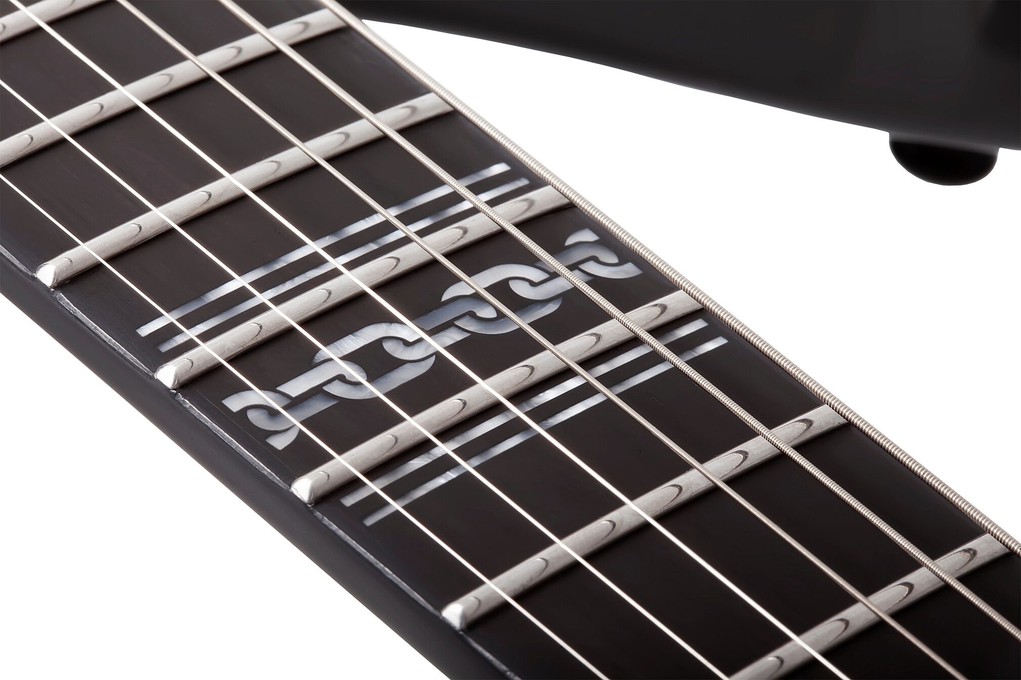 Schecter Avenger FR Przym Palladium Electric Guitar, Gloss Black, Action Position Back