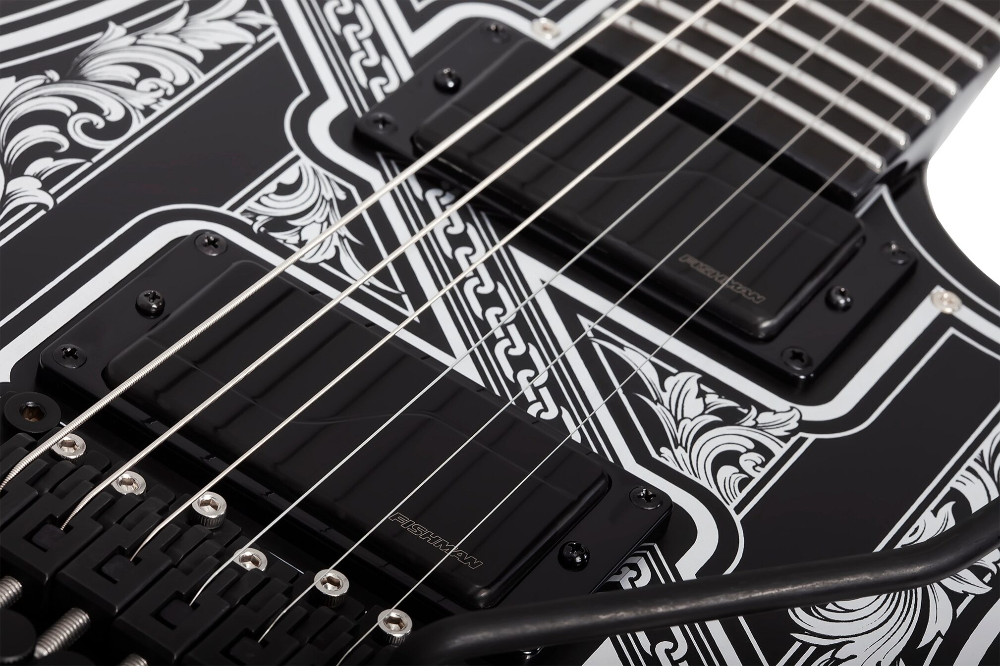 Schecter Avenger FR Przym Palladium Electric Guitar, Gloss Black, Action Position Back