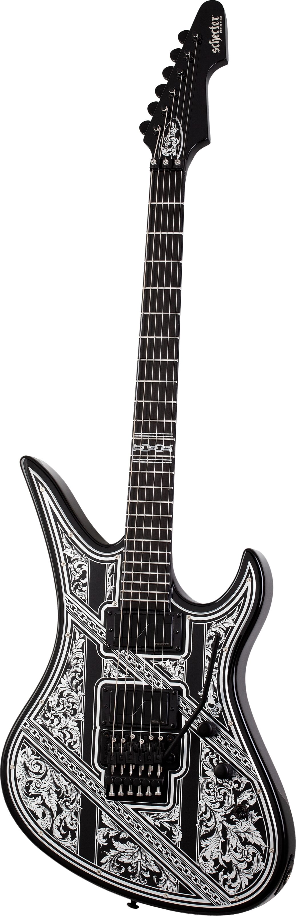 Schecter Avenger FR Przym Palladium Electric Guitar, Gloss Black, Action Position Back