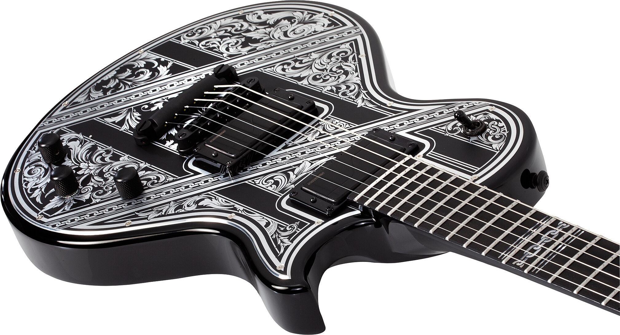 Schecter Solo II Przym Palladium Electric Guitar, Gloss Black, Action Position Back