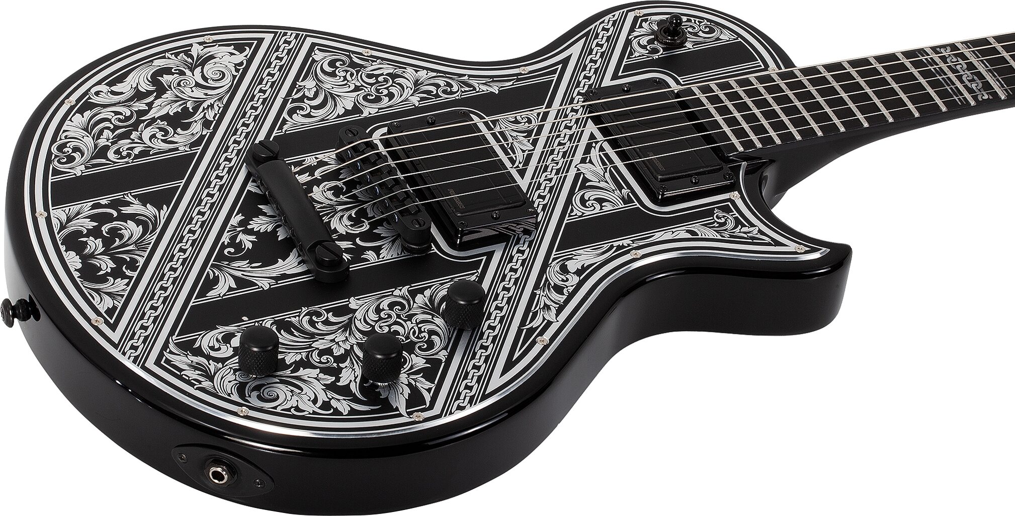 Schecter Solo II Przym Palladium Electric Guitar, Gloss Black, Action Position Back