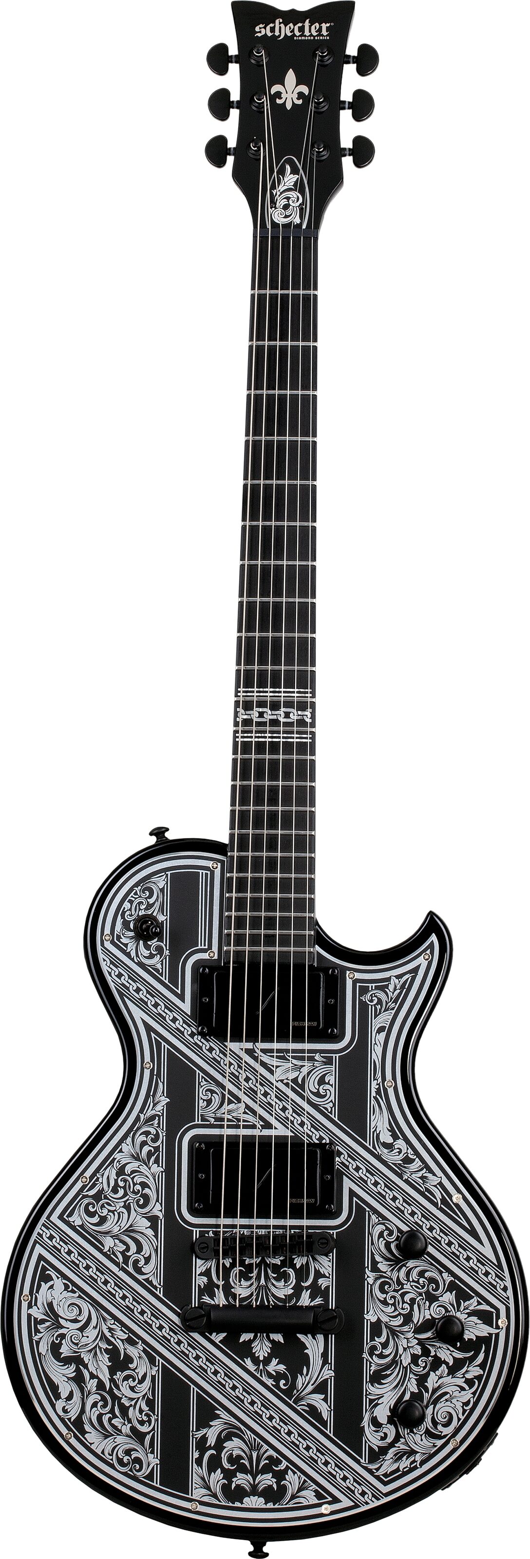Schecter Solo II Przym Palladium Electric Guitar, Gloss Black, Action Position Back
