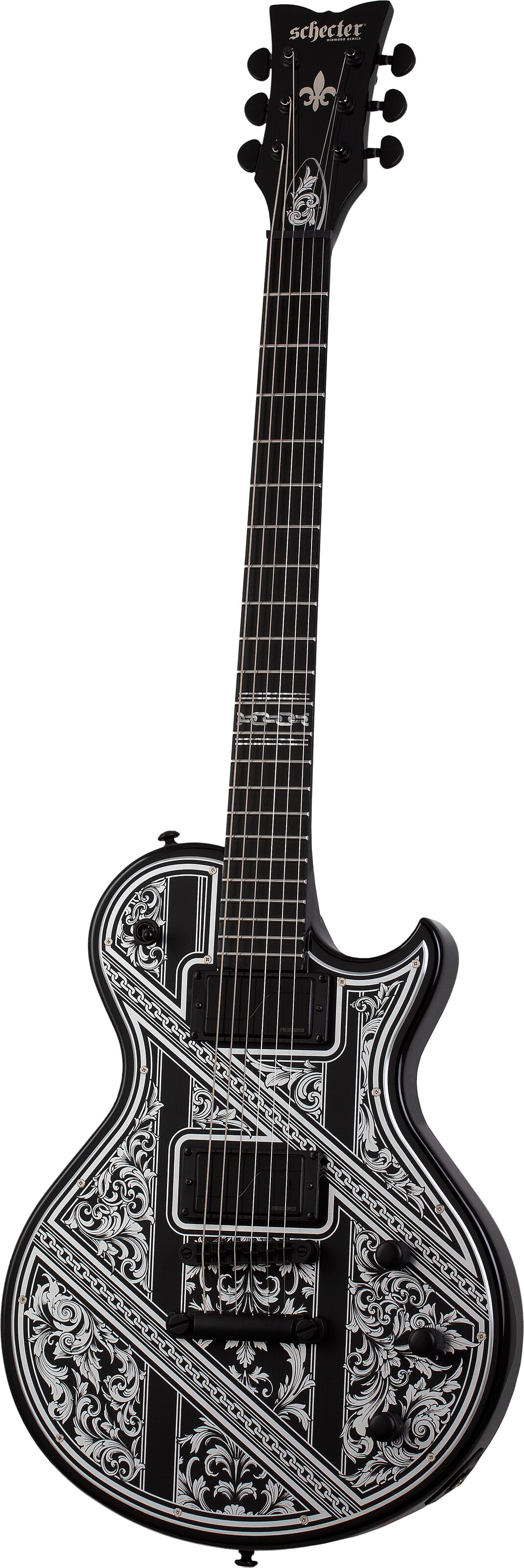 Schecter Solo II Przym Palladium Electric Guitar, Gloss Black, Action Position Back