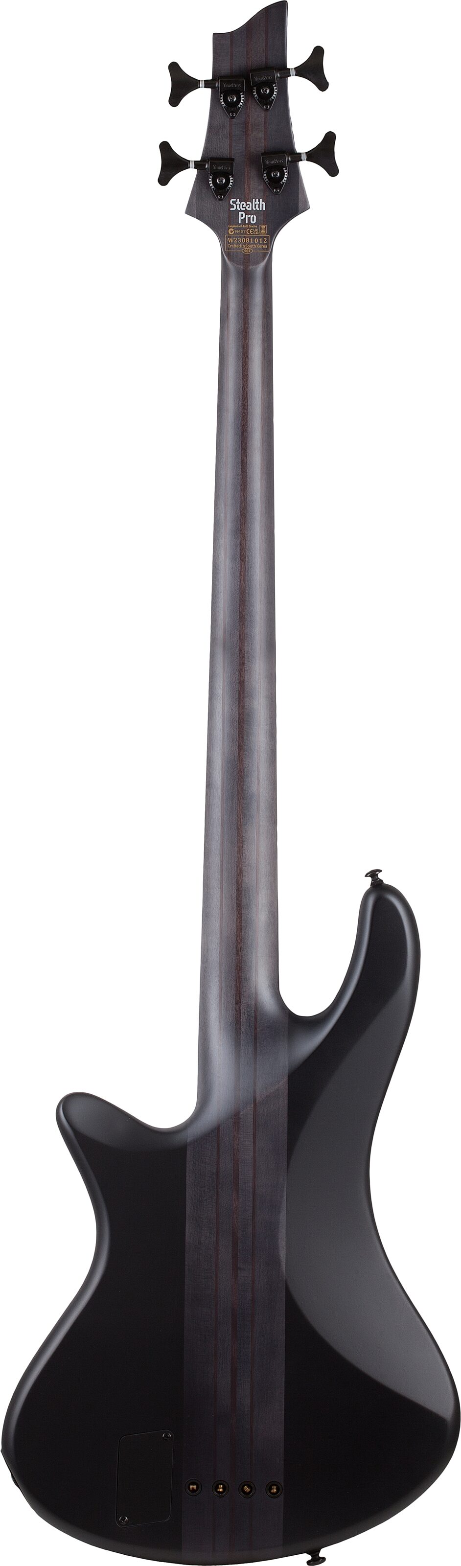 Schecter Stiletto Stealth-4 Electric Bass, Satin Black, Action Position Back