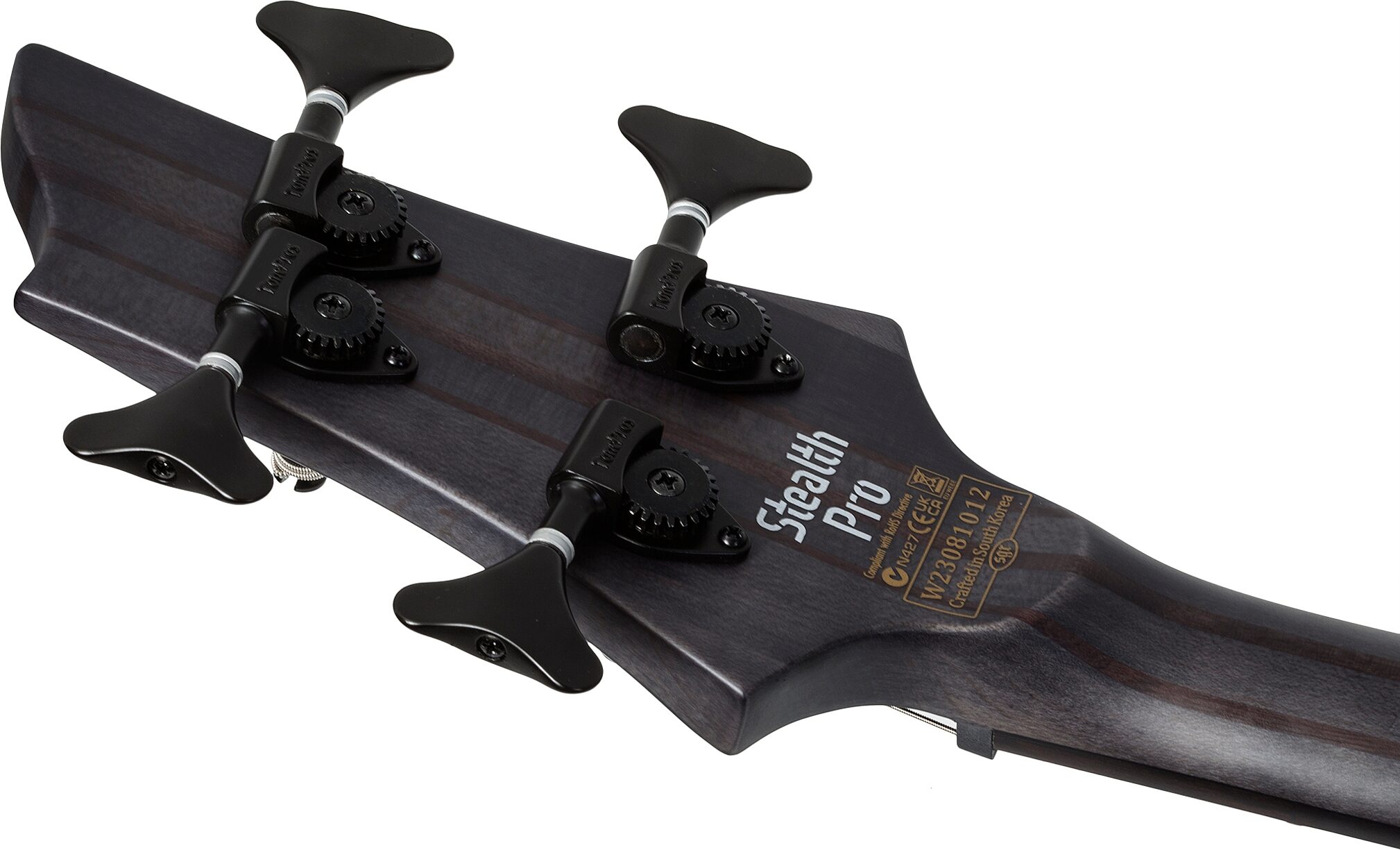 Schecter Stiletto Stealth-4 Electric Bass, Satin Black, Action Position Back