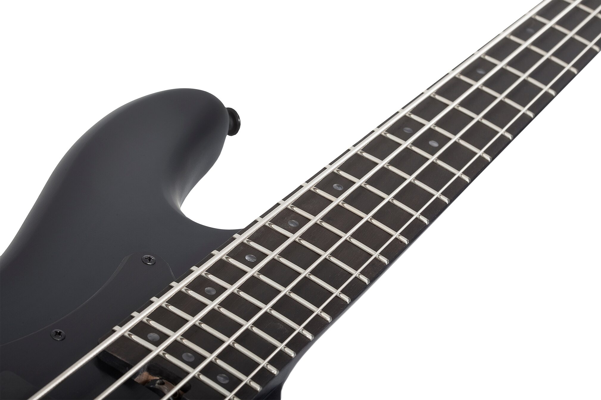 Schecter Stiletto Stealth-4 Electric Bass, Satin Black, Action Position Back