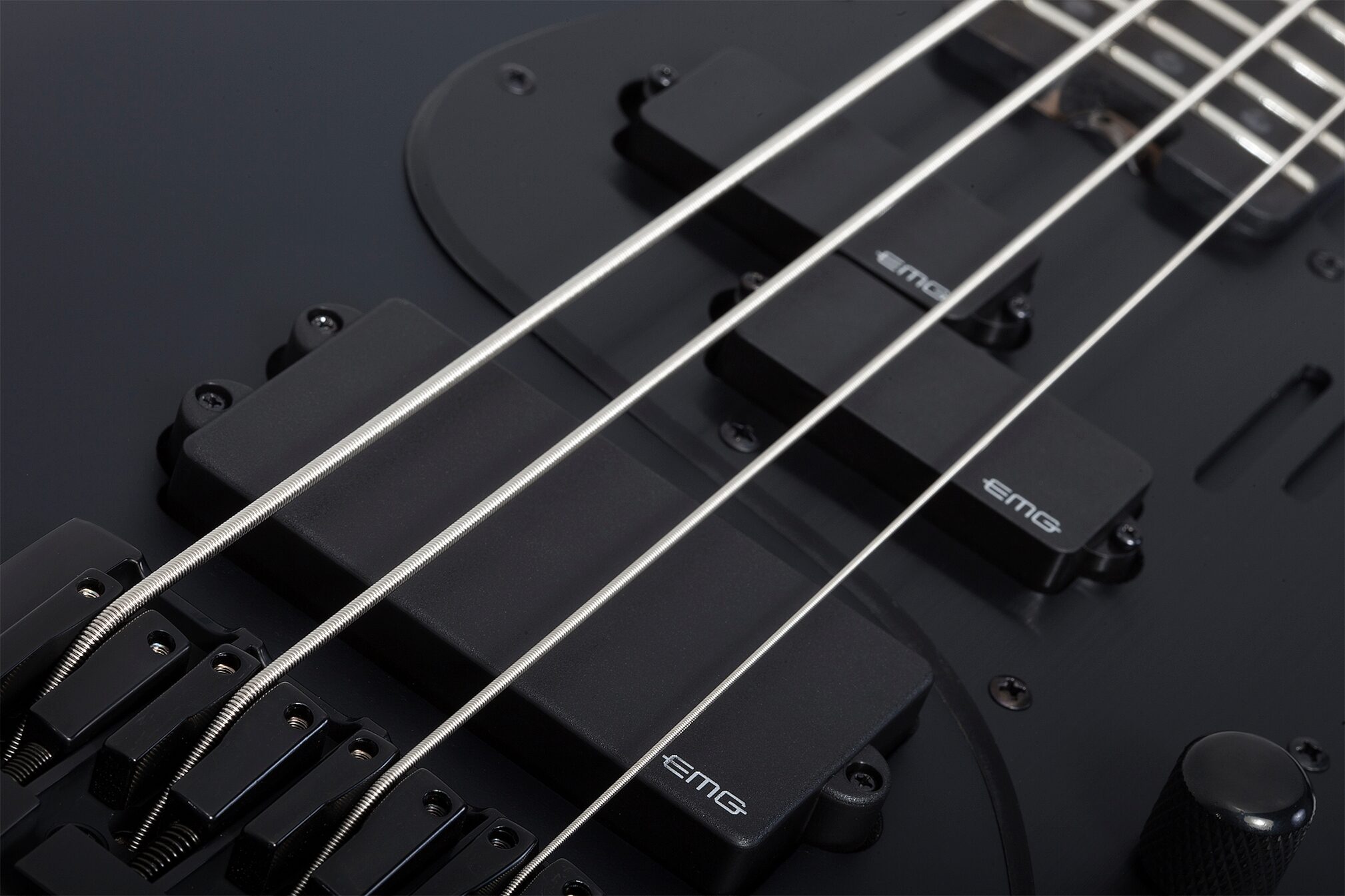 Schecter Stiletto Stealth-4 Electric Bass, Satin Black, Action Position Back