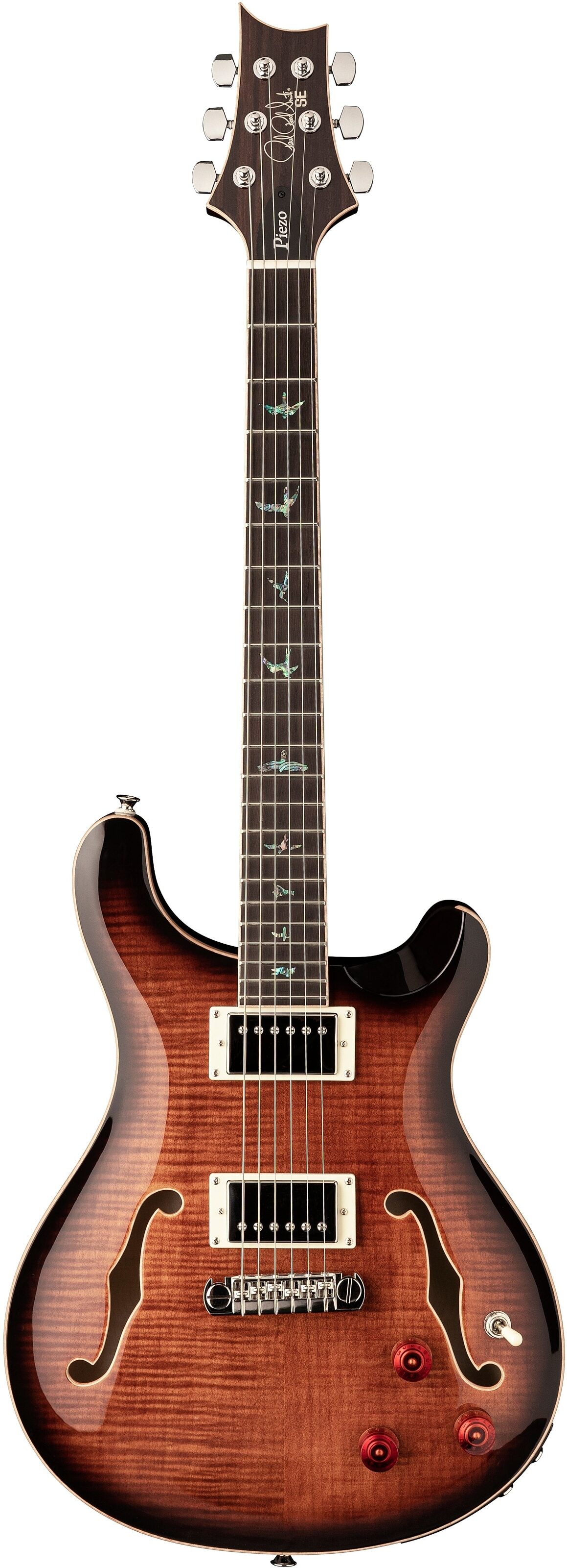 PRS Paul Reed Smith SE Hollowbody II Piezo Electric Guitar (with Case), Black Gold Burst, Open Box (Very Good), Main