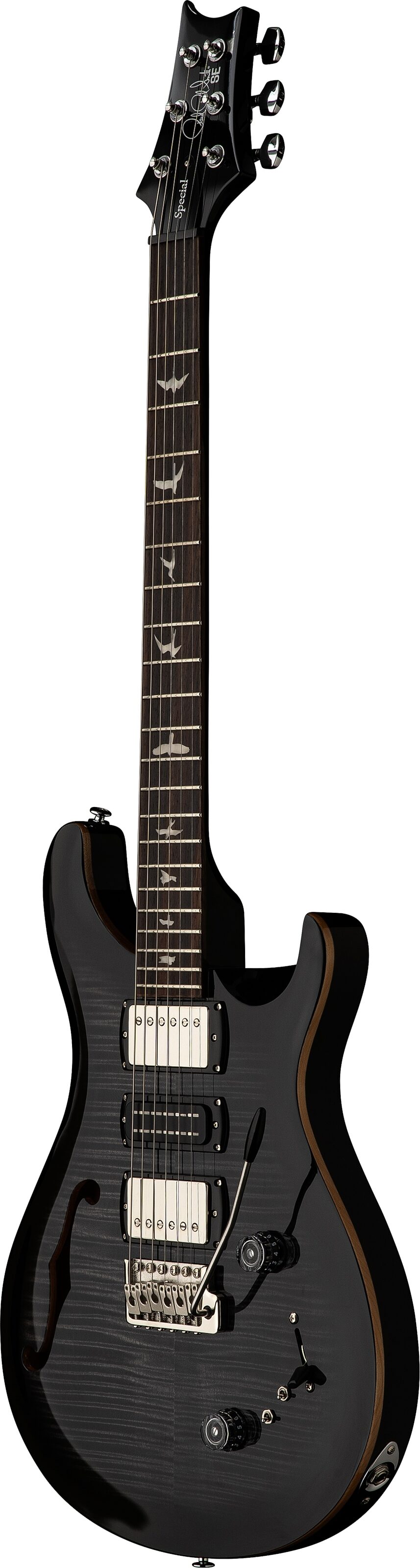 PRS Paul Reed Smith SE Special Semi-Hollowbody Electric Guitar, Charcoal Burst, Action Position Back