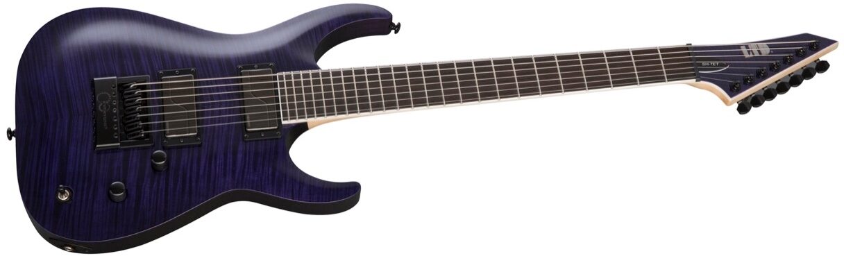 ESP LTD Brian Head Welch SH-7 Electric Guitar, 7-String (with Case), See-Thru Purple, Open Box (Very Good), Angle