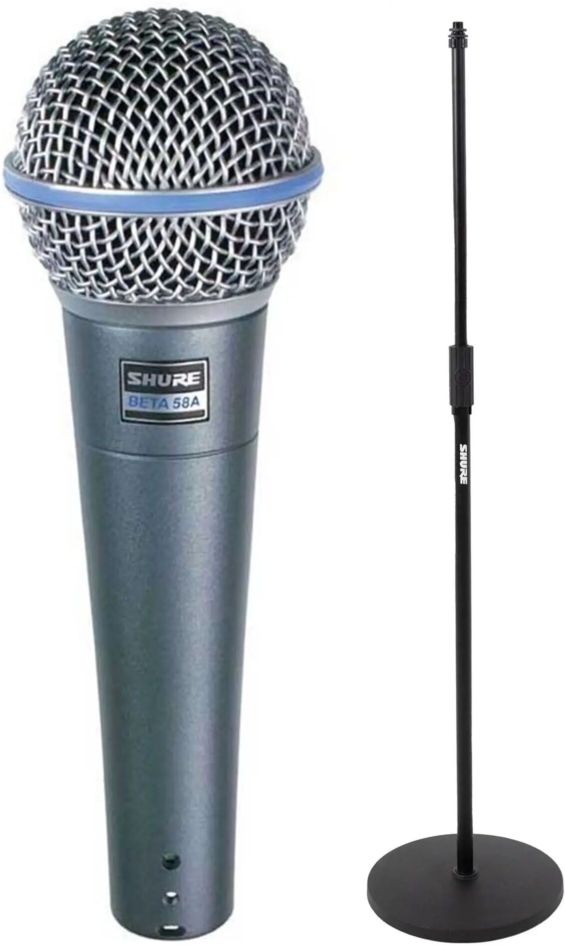 Shure Beta 58A Supercardioid Dynamic Microphone, With Round Base Mic Stand, Main