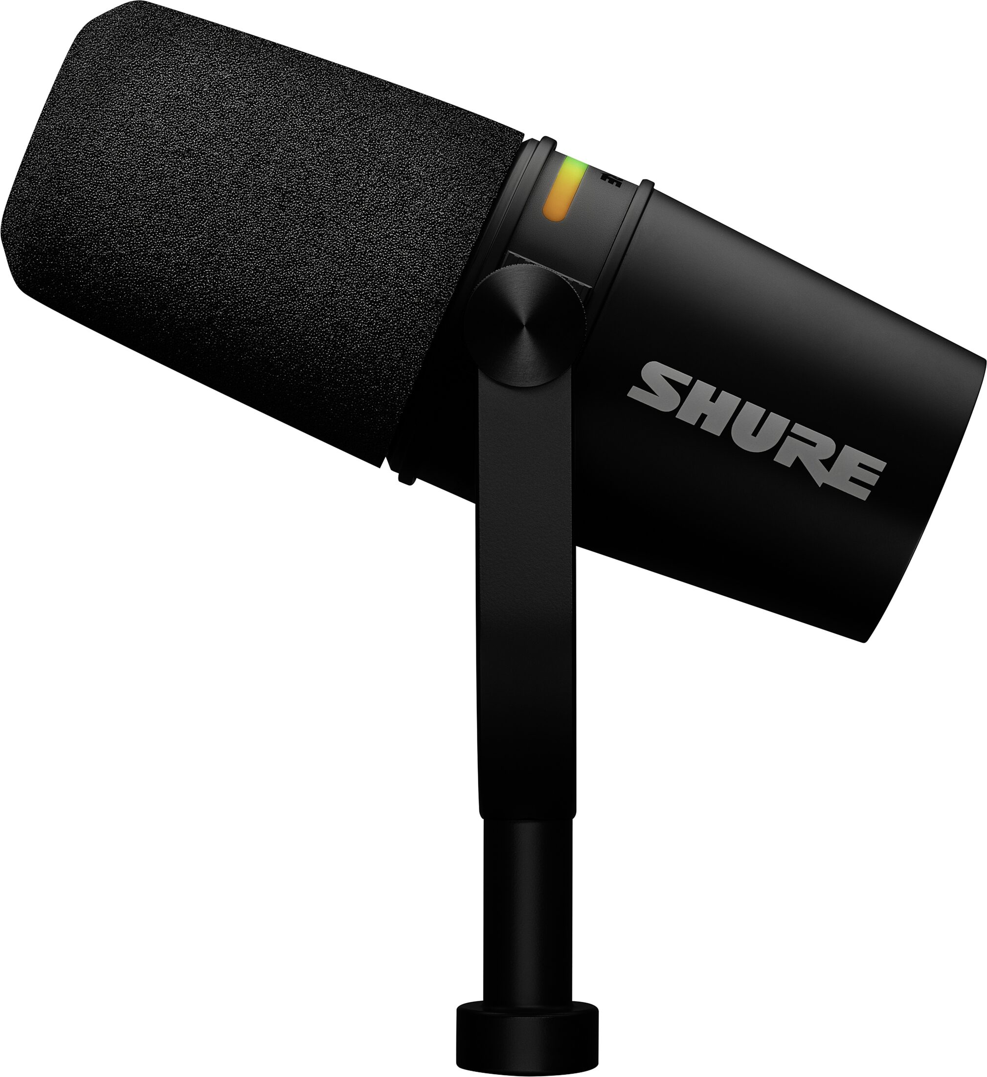 Shure MV7+ Hybrid USB/XLR Podcast Microphone, Black, Bundle with Headphones, Action Position Back