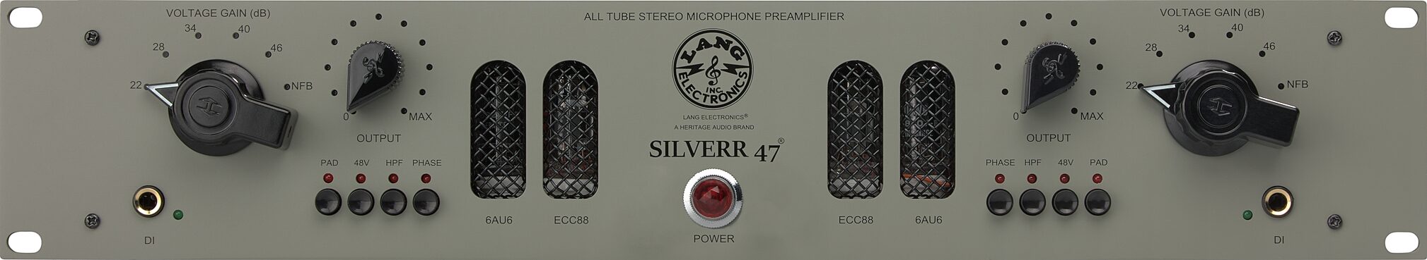 Heritage Audio & Lang Electronics Silverr 47 Tube Dual Microphone Preamp, New, Action Position Back