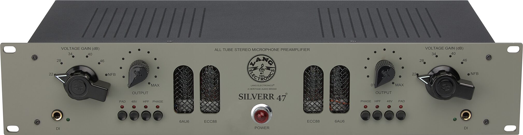 Heritage Audio & Lang Electronics Silverr 47 Tube Dual Microphone Preamp, New, Action Position Back