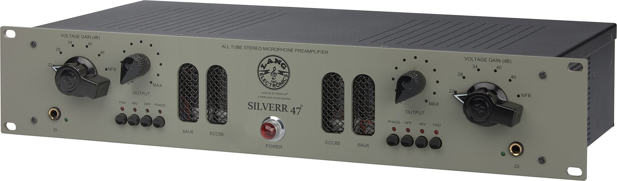 Heritage Audio & Lang Electronics Silverr 47 Tube Dual Microphone Preamp, New, Action Position Back