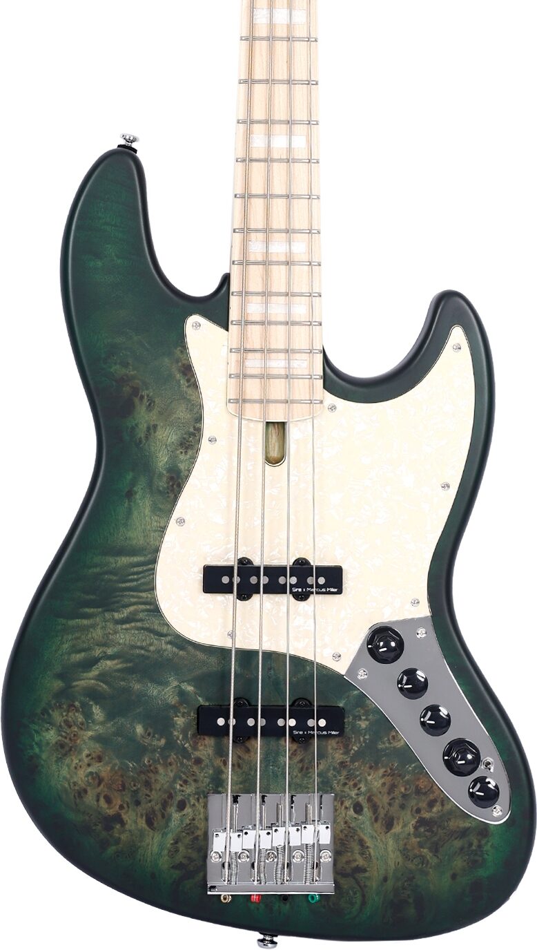 Sire Marcus Miller V7 Swamp Ash Reissue Electric Bass, Translucent Green, Open Box (Very Good), Action Position Back
