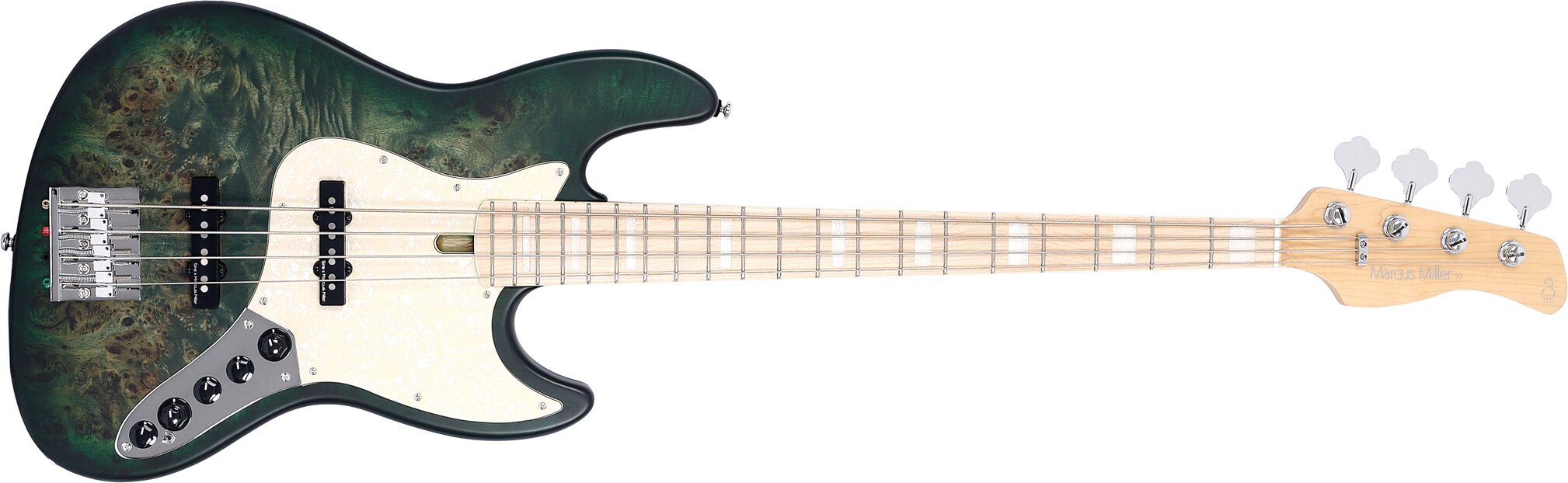 Sire Marcus Miller V7 Swamp Ash Reissue Electric Bass, Translucent Green, Open Box (Very Good), Action Position Back