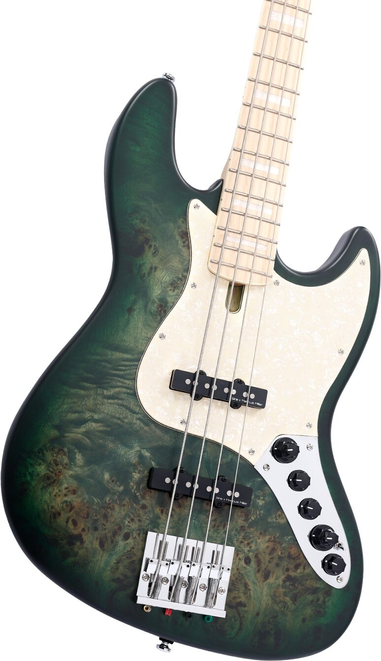 Sire Marcus Miller V7 Swamp Ash Reissue Electric Bass, Translucent Green, Open Box (Very Good), Action Position Back