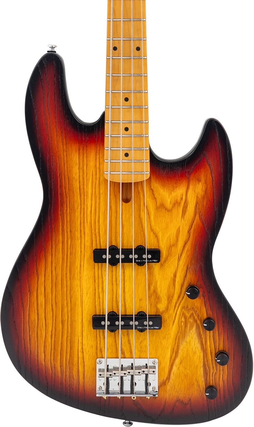 Sire Marcus Miller V6 Electric Bass, 3-Tone Sunburst, Action Position Back