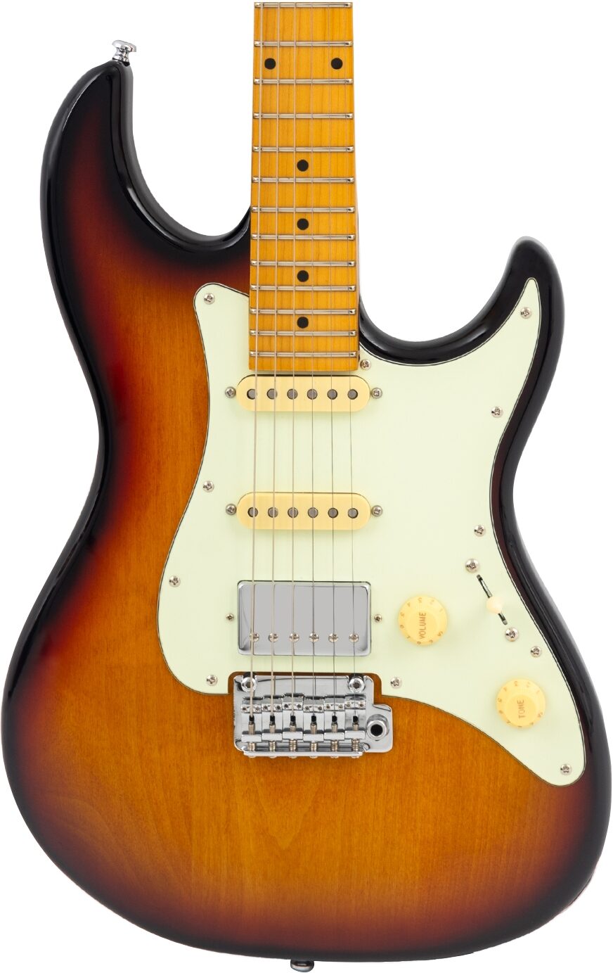 Sire Larry Carlton S5 HSS Electric Guitar, 3-Color Tobacco Sunburst, Action Position Back