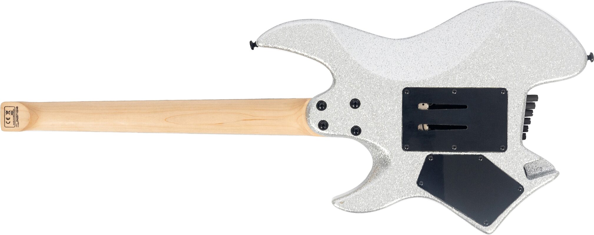 Sire Larry Carlton X6 Headless Electric Guitar (with Gig Bag), Silver Sparkle, Action Position Back
