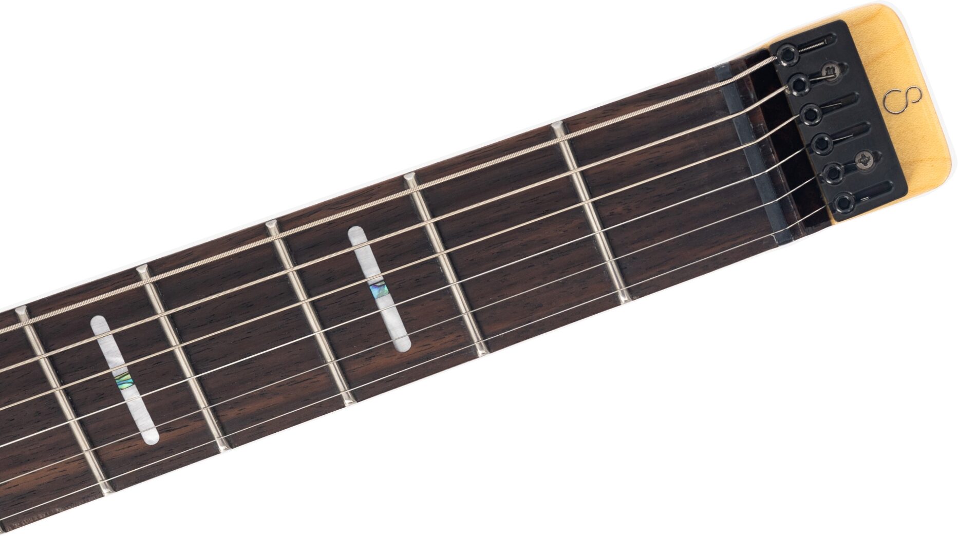 Sire Larry Carlton X6 Headless Electric Guitar (with Gig Bag), Silver Sparkle, Action Position Back