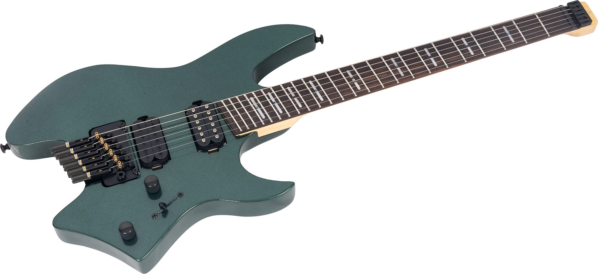 Sire Larry Carlton X6 Headless Electric Guitar (with Gig Bag), Green, Action Position Back