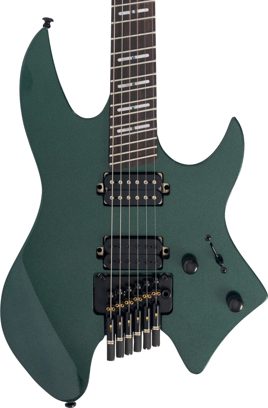 Sire Larry Carlton X6 Headless Electric Guitar (with Gig Bag), Green, Action Position Back