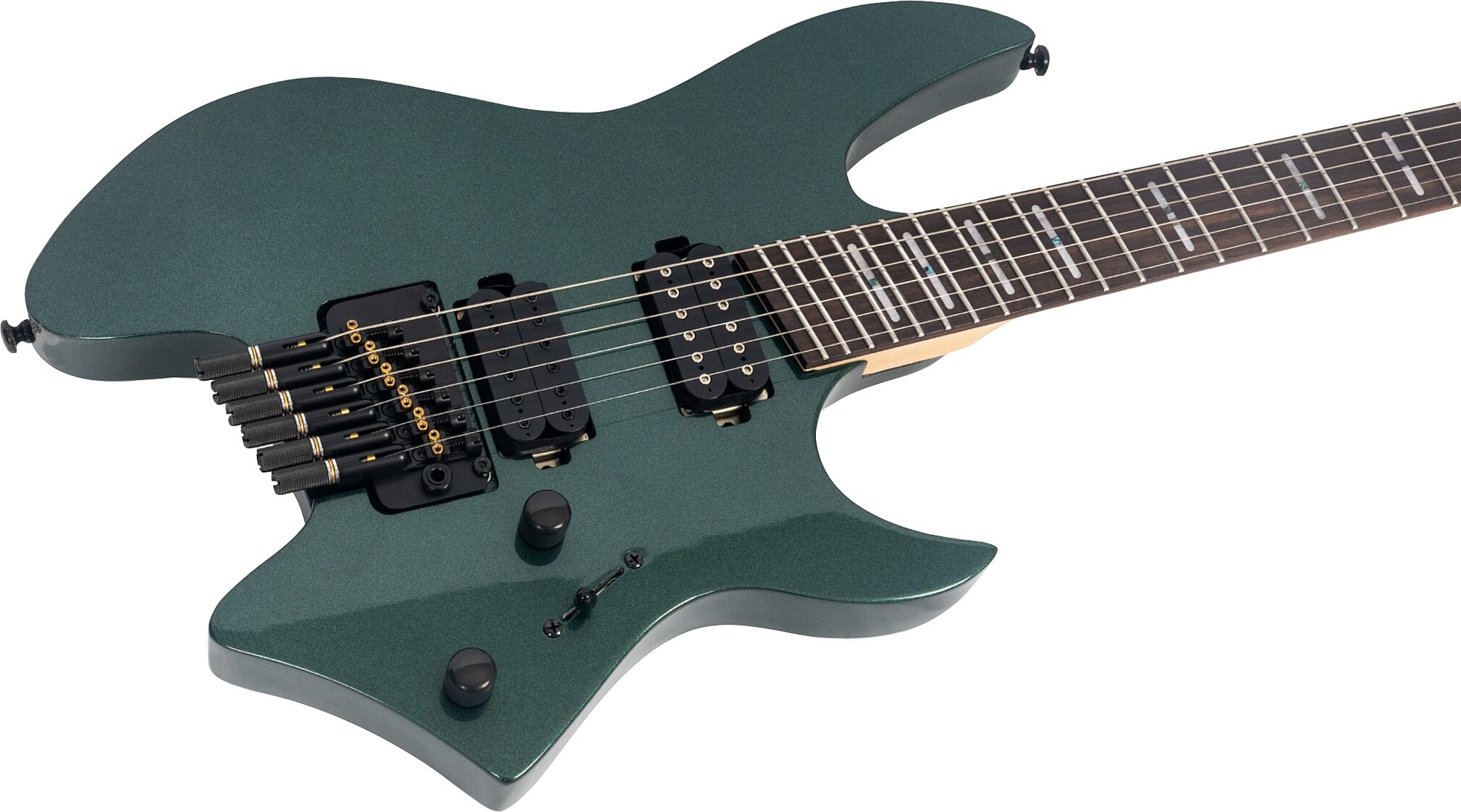 Sire Larry Carlton X6 Headless Electric Guitar (with Gig Bag), Green, Action Position Back