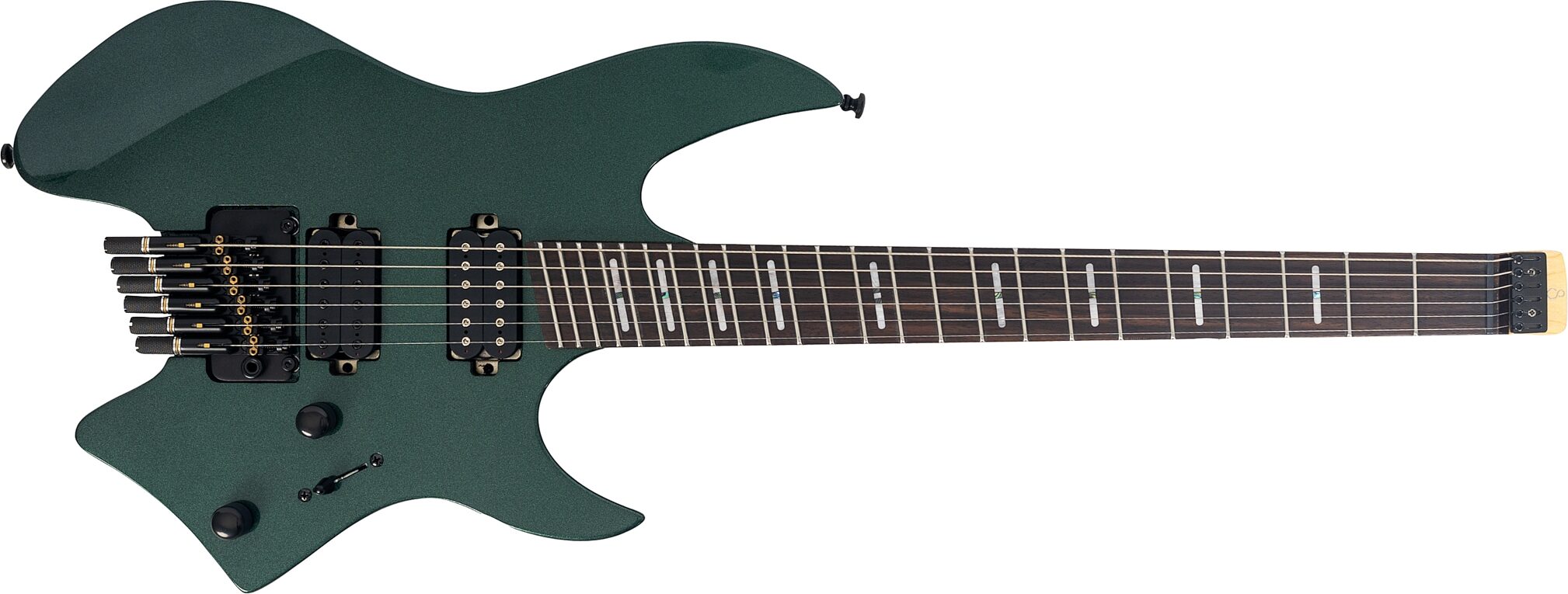 Sire Larry Carlton X6 Headless Electric Guitar (with Gig Bag), Green, Action Position Back