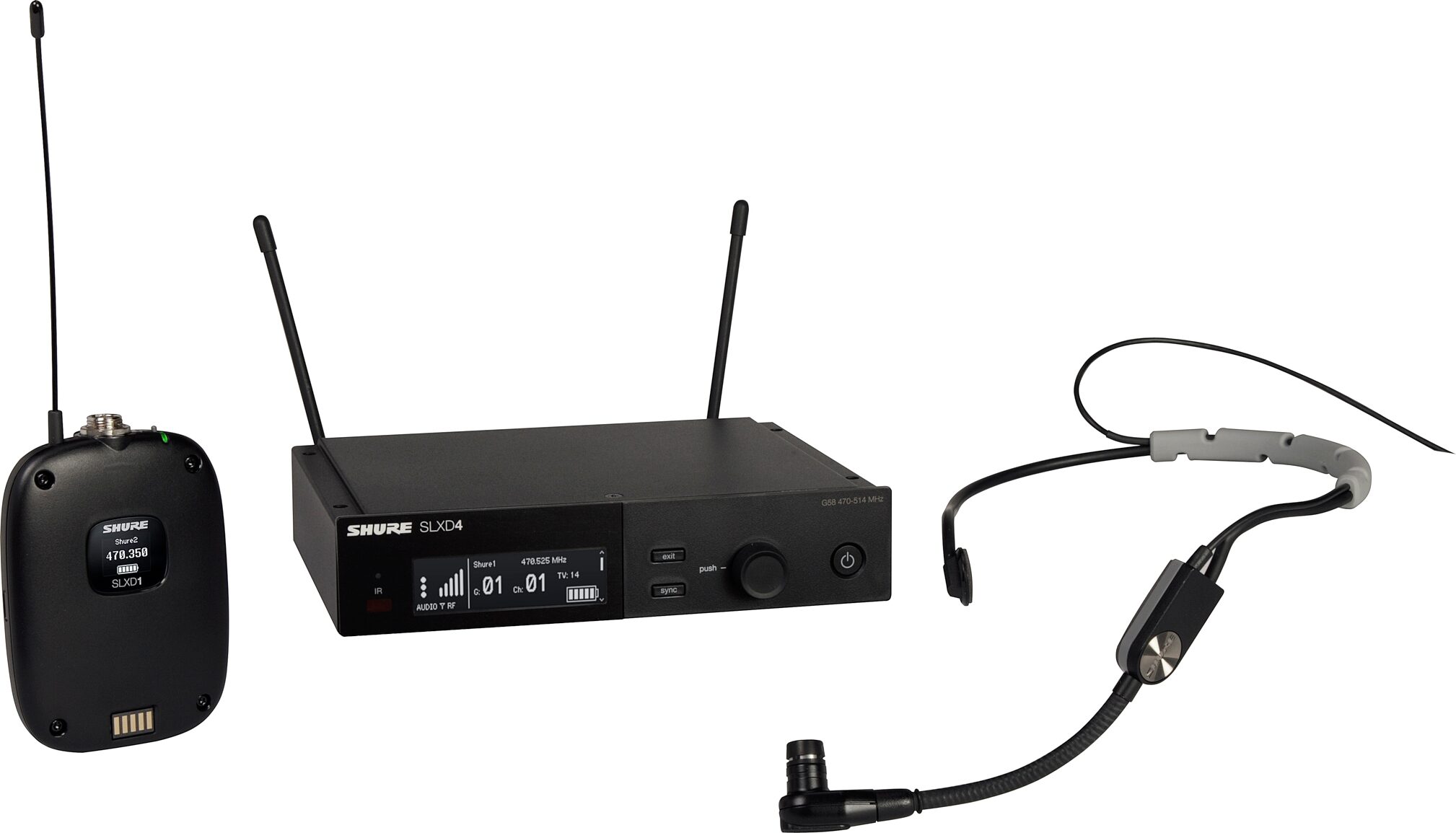 Shure SLXD14/SM35 Headset Wireless Microphone System, Band H55 (514-558 MHz), Open Box (Very Good), Main