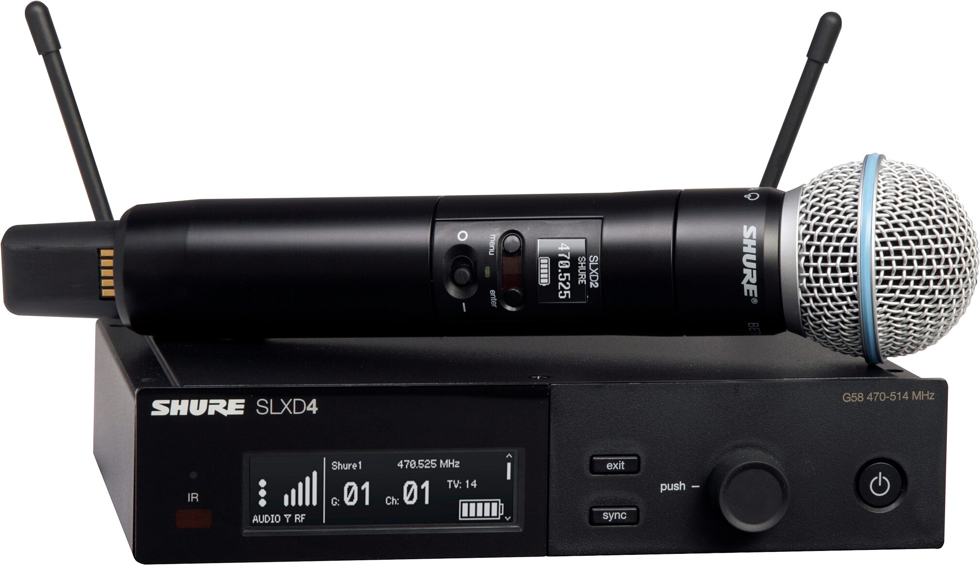 Shure SLXD24/B58 Handheld Wireless Beta 58 Microphone System, Band H55 (514-558 MHz), Main
