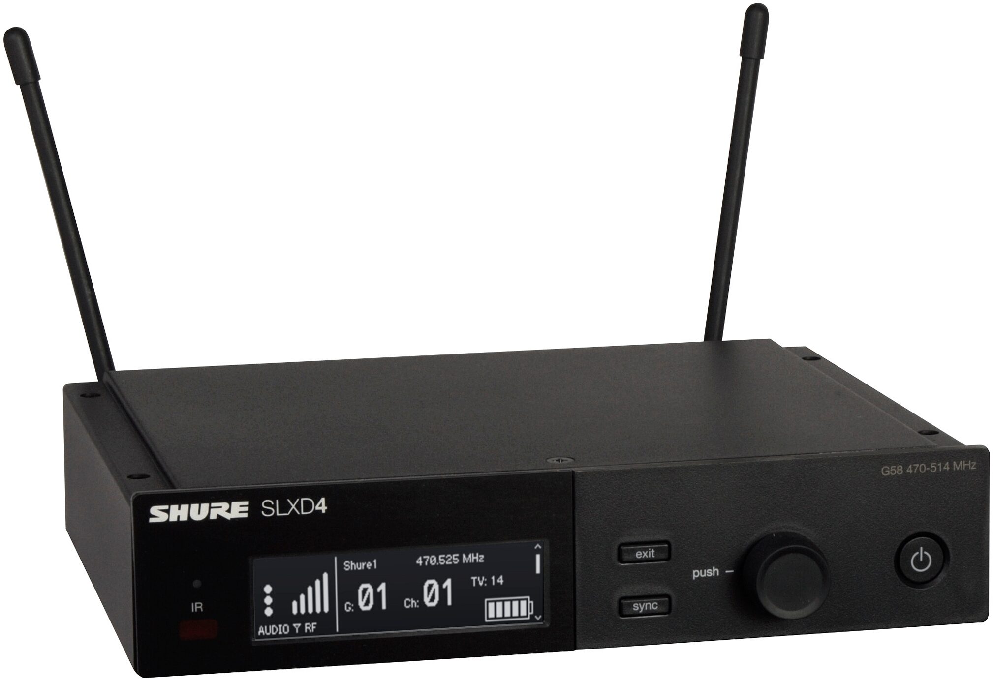 Shure SLXD14/85 Lavalier Wireless Microphone System, Band H55 (514-558 MHz), Detail Side