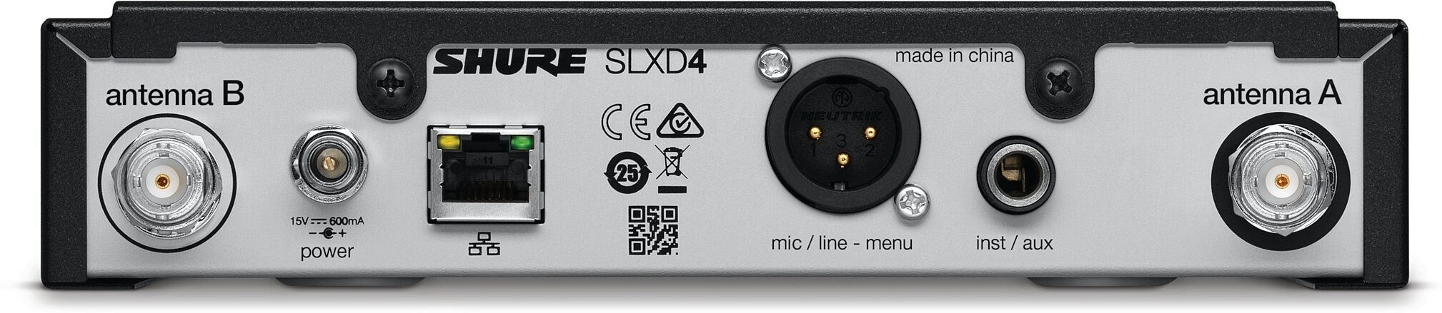 Shure SLXD14/85 Lavalier Wireless Microphone System, Band H55 (514-558 MHz), Detail Side