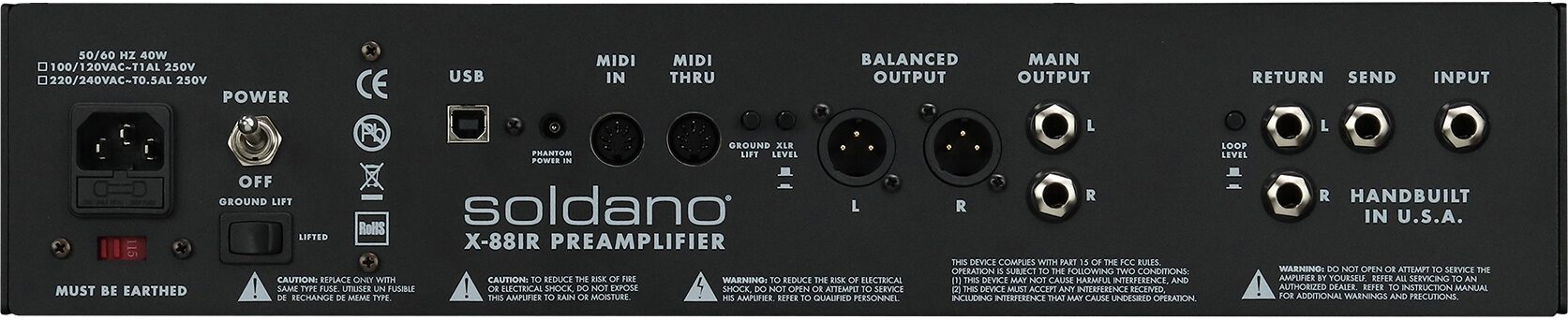 Soldano X88-IR 3-Channel All-Tube Stereo Rackmount Preamp, New, Action Position Back