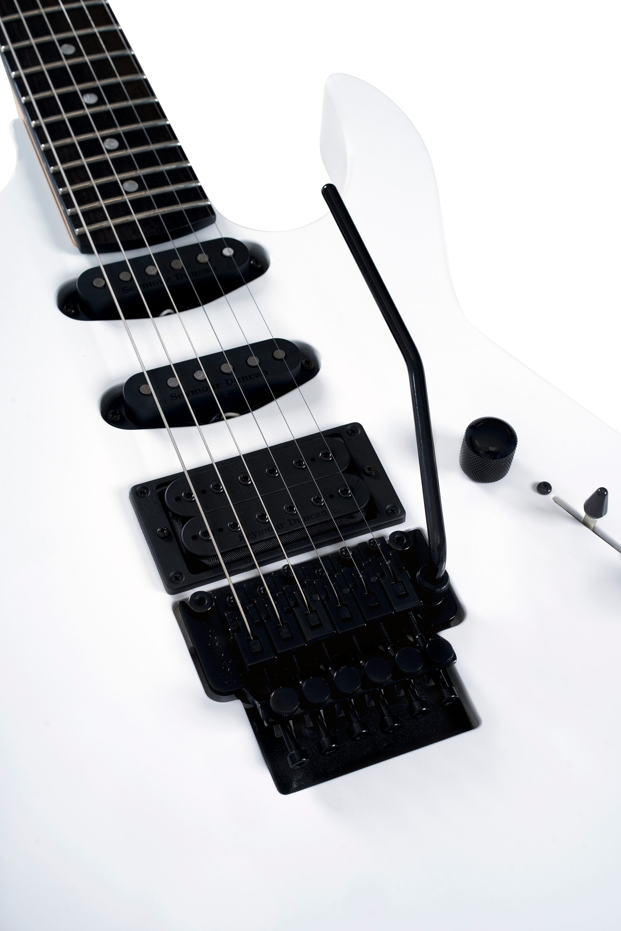 B.C. Rich ST3 Retro II Floyd Rose Electric Guitar, White, Action Position Back