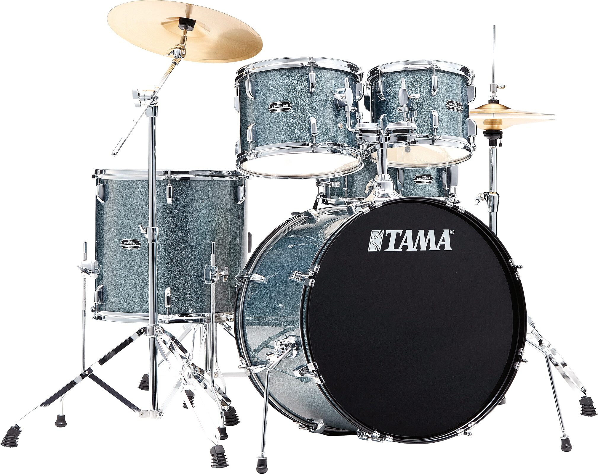Tama Stagestar Complete 5-Piece Drum Set, Sea Blue Mist, Action Position Back
