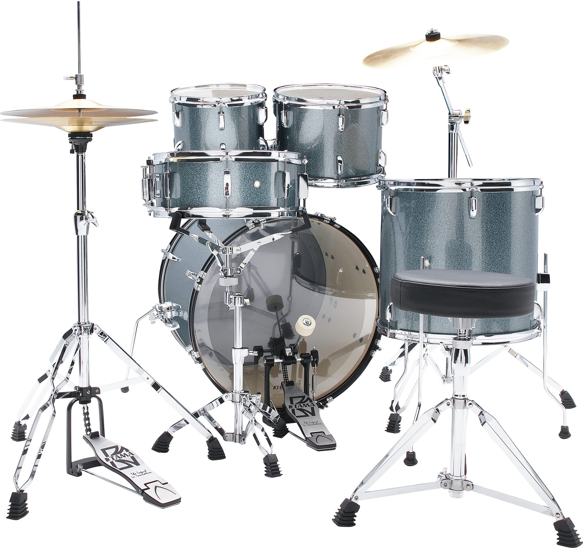 Tama Stagestar Complete 5-Piece Drum Set, Sea Blue Mist, Action Position Back