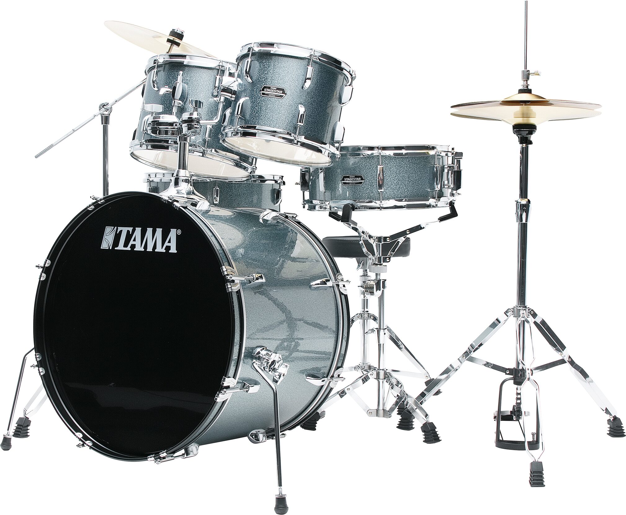 Tama Stagestar Complete 5-Piece Drum Set, Sea Blue Mist, Action Position Back