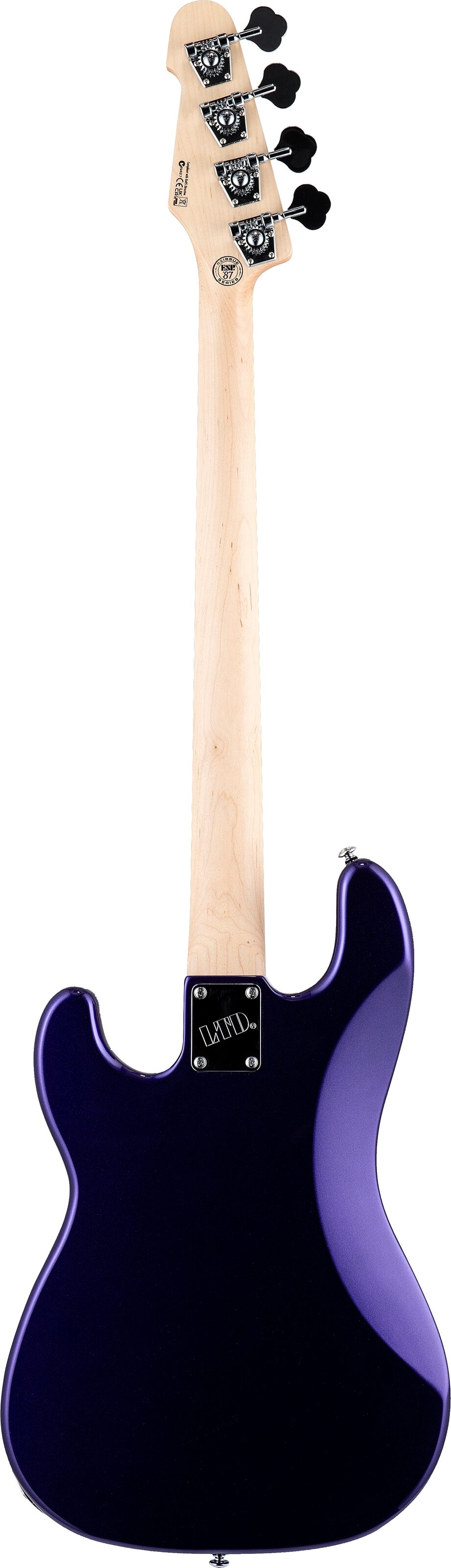 ESP LTD Surveyor 87 Electric Bass, Dark Metallic Purple, Action Position Back