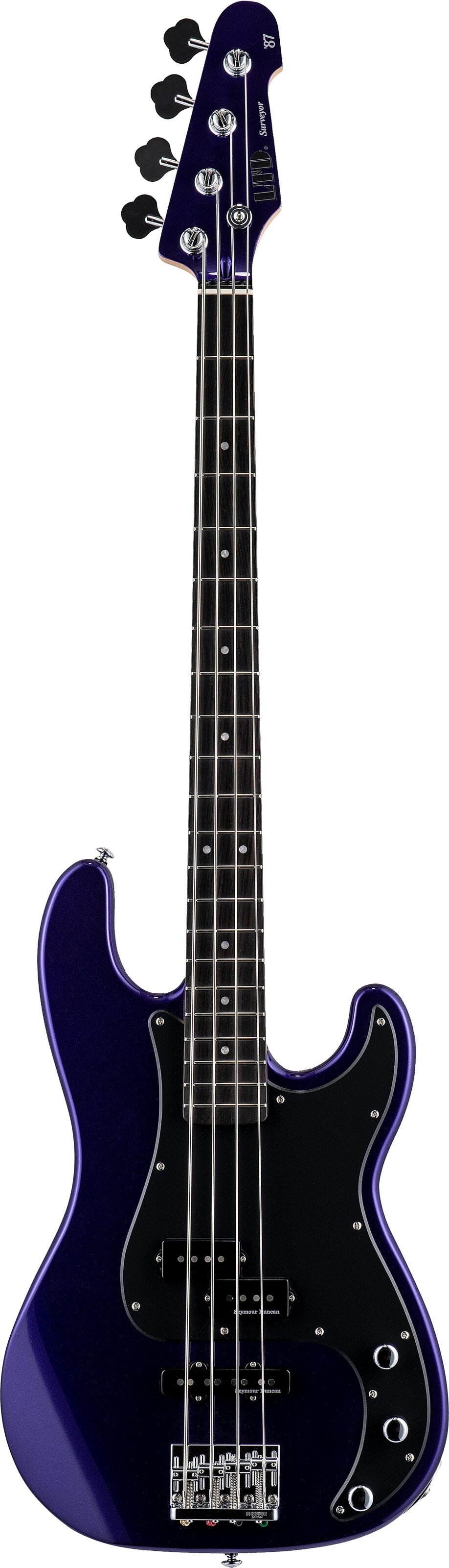 ESP LTD Surveyor 87 Electric Bass, Dark Metallic Purple, Action Position Back